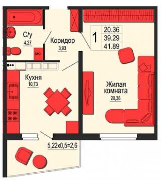 планировка квартиры в ЖК "Мой город"