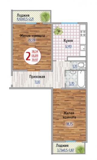 планировка квартиры в ЖК "Солнечный"