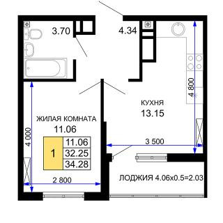 планировка квартиры в ЖК "Фонтаны"