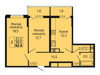 планировка квартиры в ЖК "Абрикосово"
