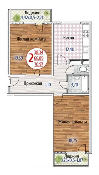 планировка квартиры в ЖК "Яблоновский"