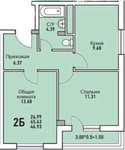 планировка квартиры в ЖК "Тургеневский двор"