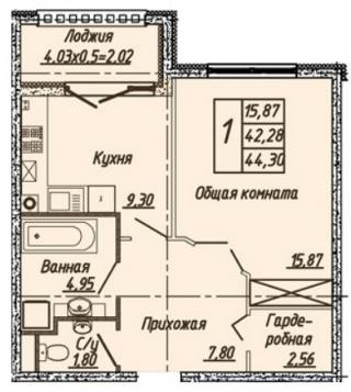 планировка квартиры в ЖК "Италия"