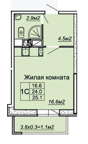 планировка квартиры в ЖК "Любимый дом 2"
