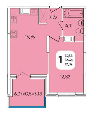 планировка квартиры в ЖК "Любимово"