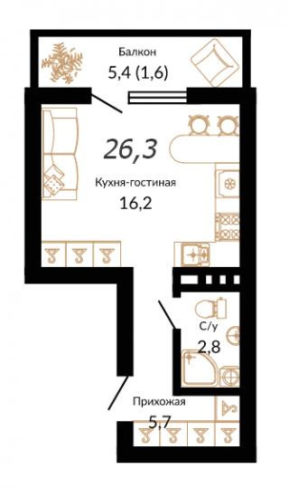 планировка квартиры в ЖК "Южане"