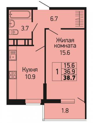 планировка квартиры в ЖК "Абрикосово"