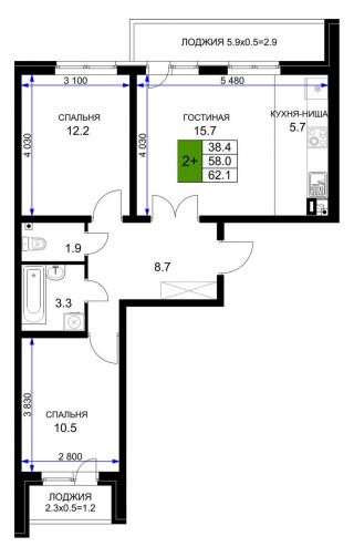 планировка квартиры в ЖК "Ракурс"