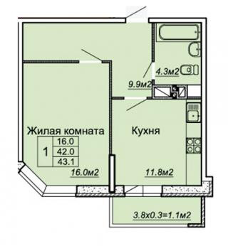 планировка квартиры в ЖК "Любимый дом 2"