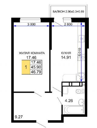 планировка квартиры в ЖК "Дом на Московской"