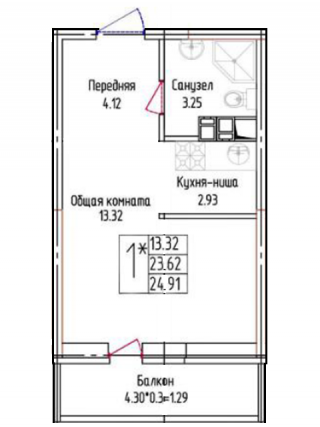 планировка квартиры в ЖК "Лондон Парк"