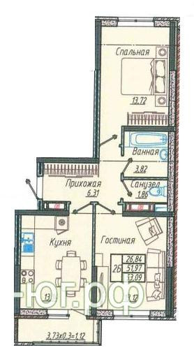 планировка квартиры в ЖК "Облака"