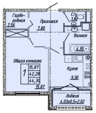 планировка квартиры в ЖК "Италия"
