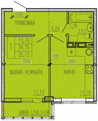 планировка квартиры в ЖК "Краски"