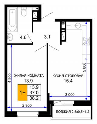планировка квартиры в ЖК "Дыхание"