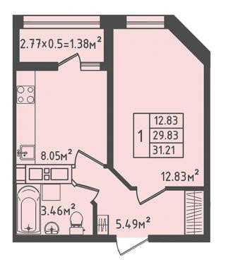 планировка квартиры в ЖК "Мега-Победа"