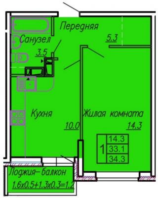 планировка квартиры в ЖК "Акварели 2"