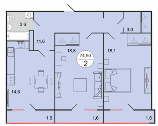 планировка квартиры в ЖК "Абрикос"
