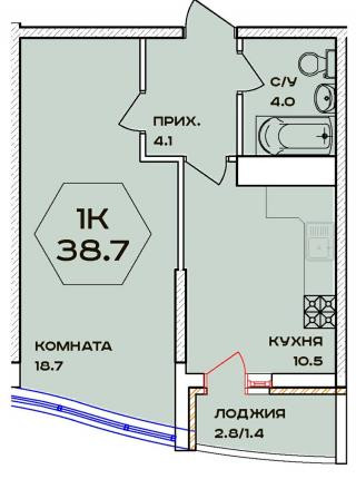 планировка квартиры в ЖК "Флотилия"