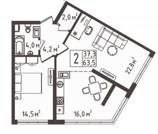 планировка квартиры в ЖК "Мега-Победа"