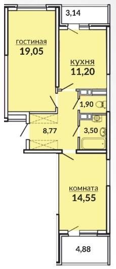 планировка квартиры в ЖК "Видный"