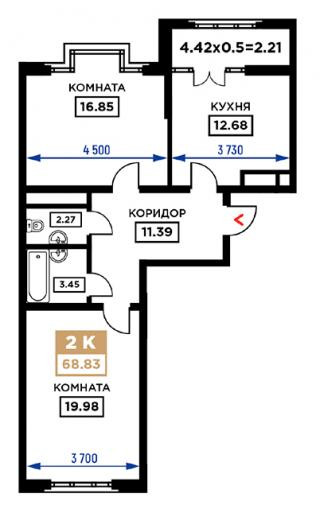 планировка квартиры в ЖК "Сердце"