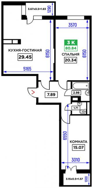 планировка квартиры в ЖК "Открытие"