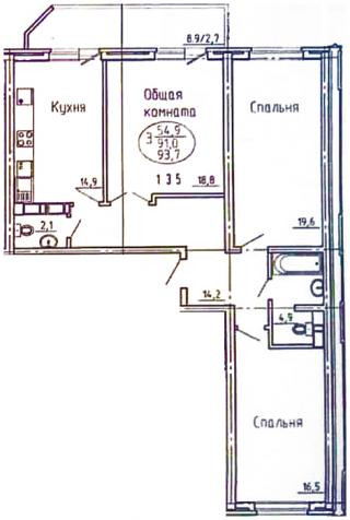 планировка квартиры в ЖК "24"