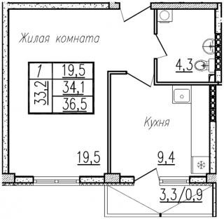 планировка квартиры в ЖК "Отрада"