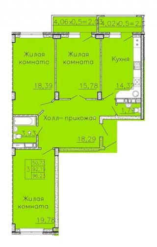 планировка квартиры в ЖК "Авиатор"
