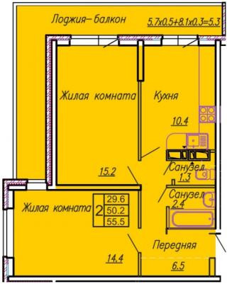 планировка квартиры в ЖК "Акварели 2"