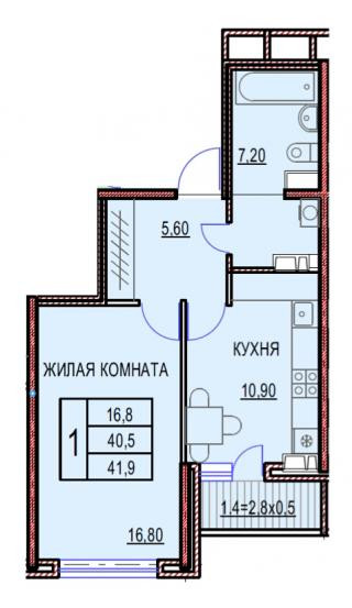 планировка квартиры в ЖК "Три Богатыря"