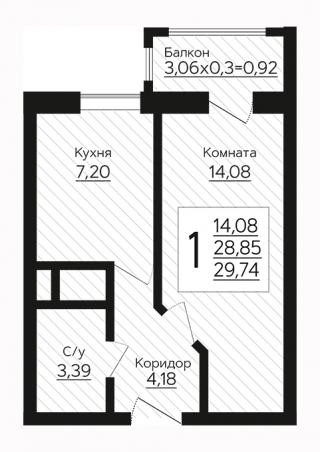 планировка квартиры в ЖК "Зеленодар"
