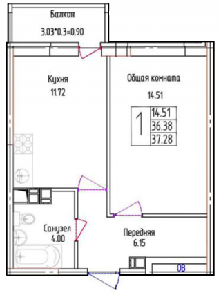 планировка квартиры в ЖК "Лондон Парк"