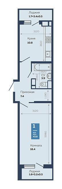 планировка квартиры в ЖК "Жилой квартал Бауинвест"