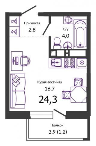 планировка квартиры в ЖК "Улыбка"